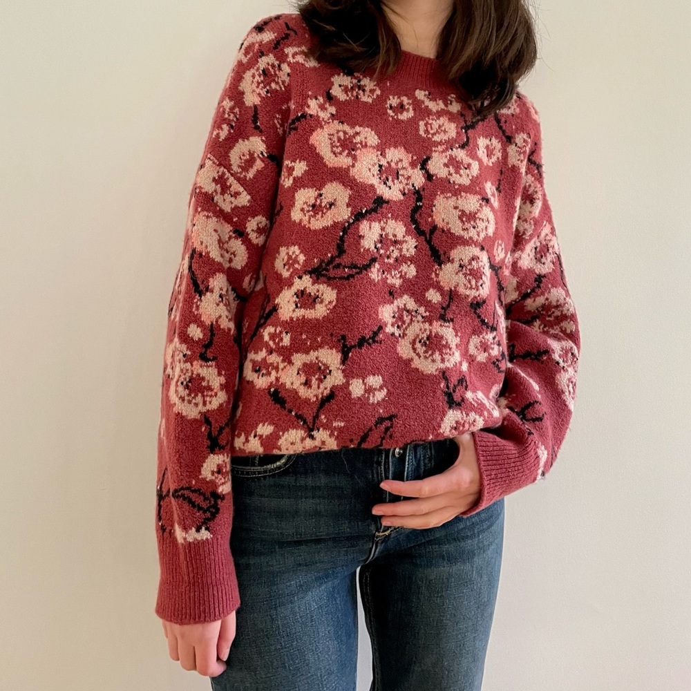 Nanette Lepore Pink Floral Sweater size small